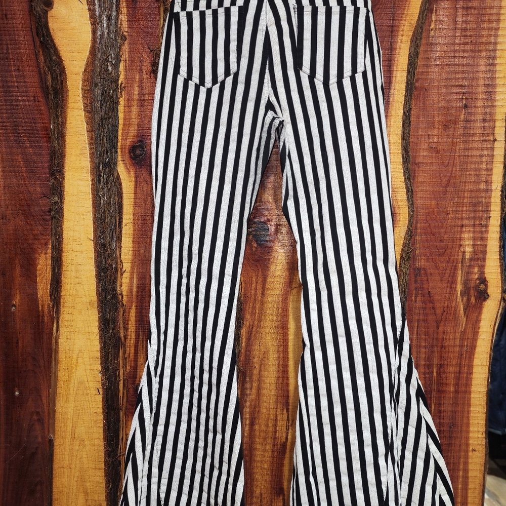 L&B 8 Flare Denim Jeans Stripes Frayed Western